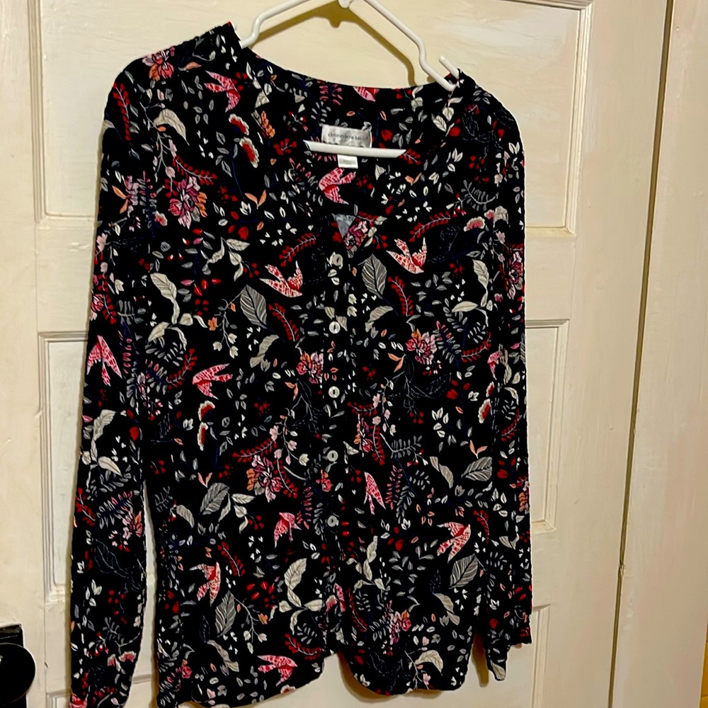 Christopher and banks, large, crinkle button down top